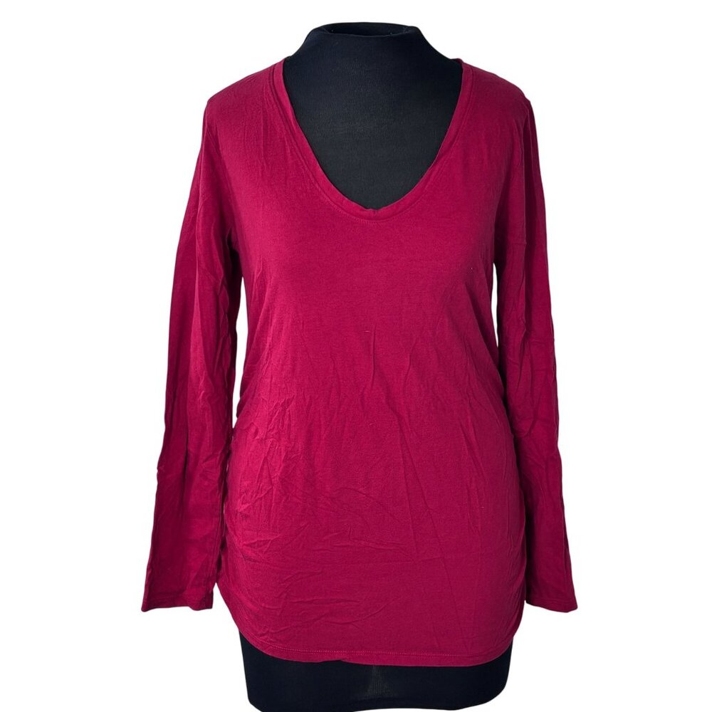 Isabel Maternity Womens V-Neck Long Sleeve Red Top Size M Soft Stretch Fabric
